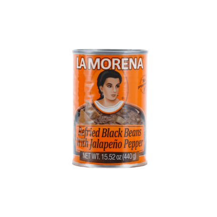 La Morena Refried Black Beans Jalapeno 440g