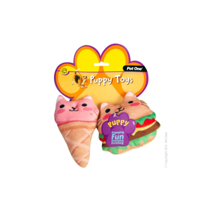 Pet One Puppy Toy Fast Food 2pc