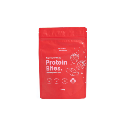 Nothing Naughty Whey Protein Bites Strawberry White Chocolate 300g