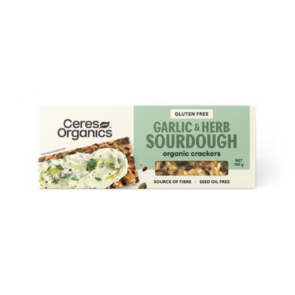 Ceres Organics Sourdough Crackers Garlic & Herb 100g